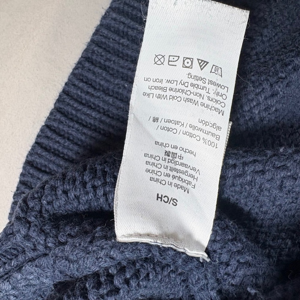 J.Crew Re-Imagined Mens Small Navy Blue Cotton Anchor Cable Knit Sweater AM609 - Picture 4 of 8